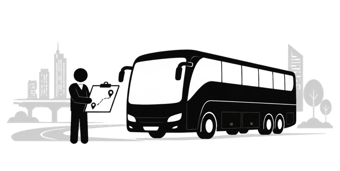 Reviewing a bus and coach group itinerary